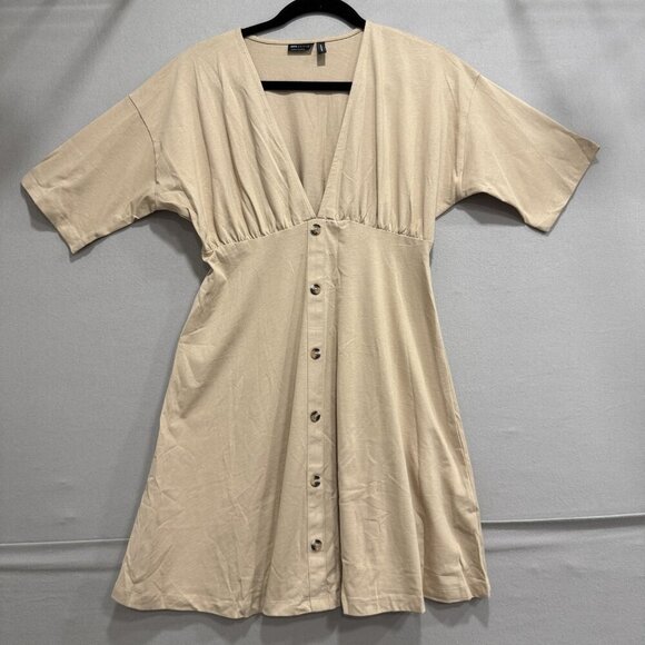 ASOS DESIGN Dress Womens Small Button Front Tea Casual V Neck Short Sleeve - Picture 1 of 11